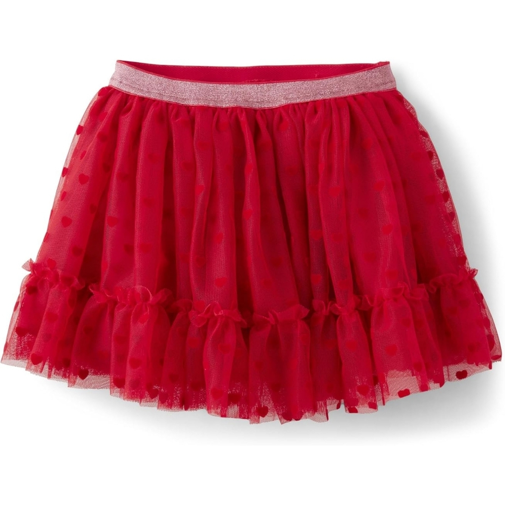 Gymboree Girls Bright Red Tulle Valentine's Heart Print Tutu Skirt Size 10 NEW